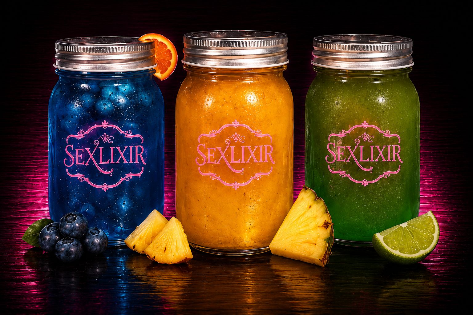 Sexlixir drinks in mason jars